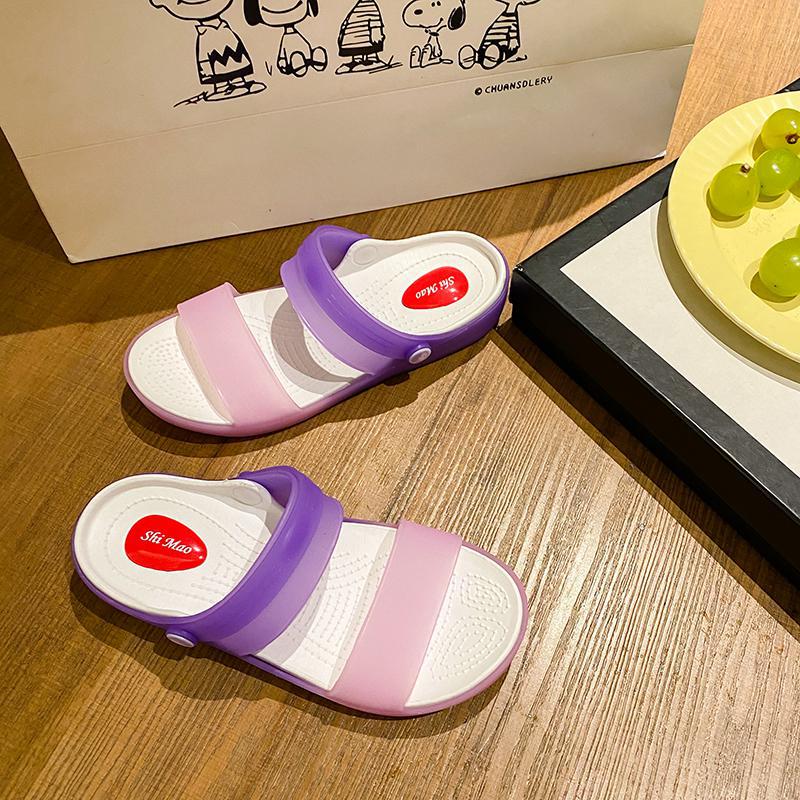 

Slippers women s summer new hole shoes women s flat-soled jelly shoes beach slippers fashion thick-soled white nurse sandals 40 фиолетовый