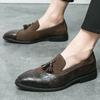 Fashion Britain Retrov New Men Pointed Suede Tassels Patchwork Flats Leather Shoes Casual Loafers Formal Dress Footwear Zapatos Hombre