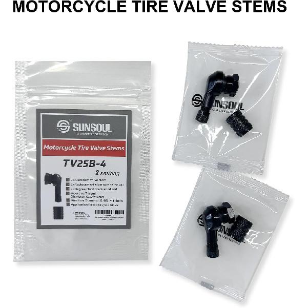 SUNSOUL 2pcs 90 Degree Matte Black Motorcycle Tire Valve Stems tall Diameter 10-11.3mm for Harley Davidson, BMW, Honda, Kawasaki, Suzuki, Yamaha and