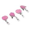 4pcs Retractable Badge Reel Acrylic Mirror  Organ Flower Pattern Innovative Decorative ID Nam