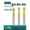 Titanium Plated Center Drill Bit, High-Speed Steel, 60/90/120° Angles, Cobalt Spotting & Positioning Drill Bit.