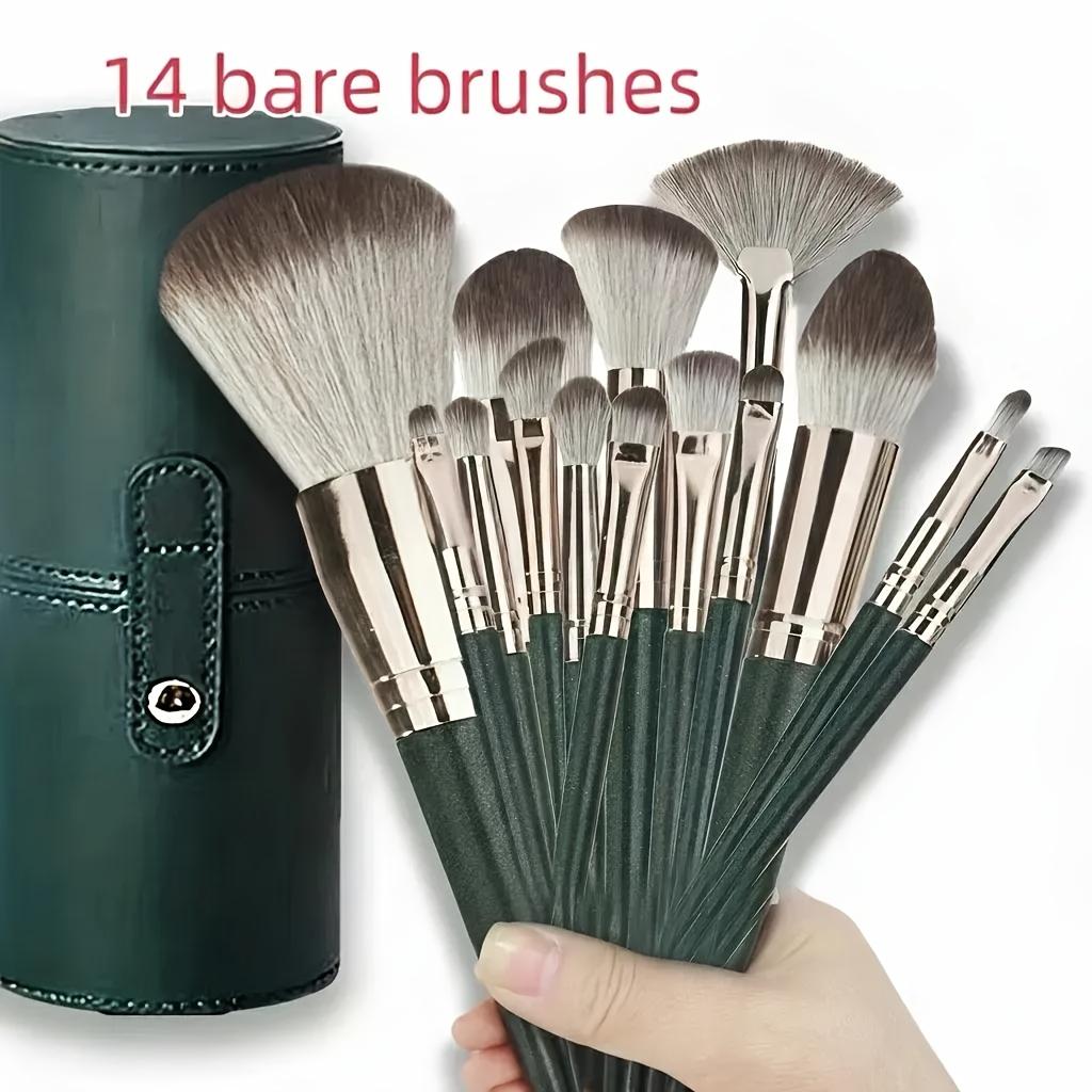 14pcs Luxury Makeup Brush Set - Ultra-Soft & Hypoallergenic for Flawless Foundation, Blush, Eyeshadow. Includes Kabuki, Blending Brushes & a Case