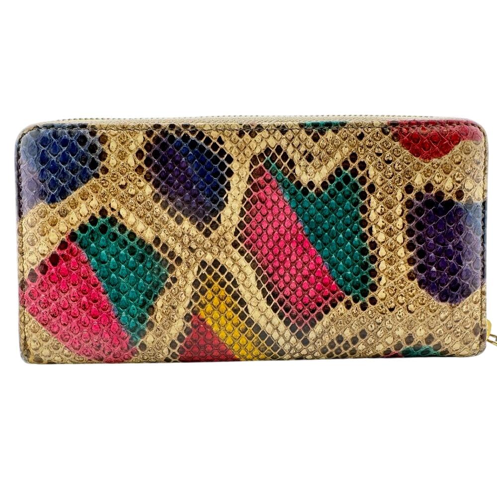 GUCCI 456117 Zip Around GG Marmont Python Purse Multi Python Women Used