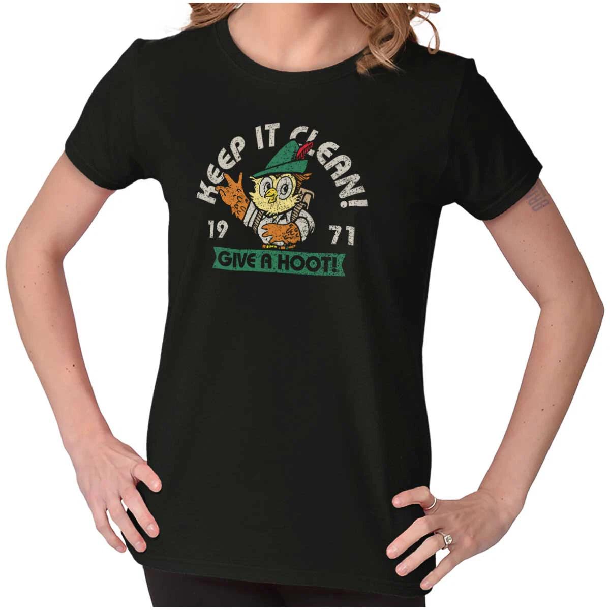 Keep It Clean Give A Hoot Woodsy The Owl Womens Top Junior Graphic Tee XXXXL
