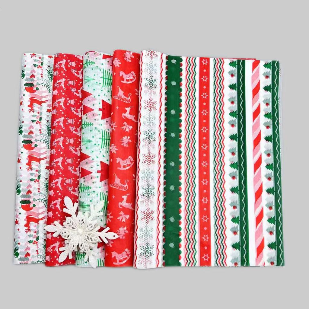 20 Sheets/Pack Christmas Tissue Paper Santa Claus Berry Elk Christmas Tree Pattern Gift Wrapping Paper Bouquet Flower Wrap Paper