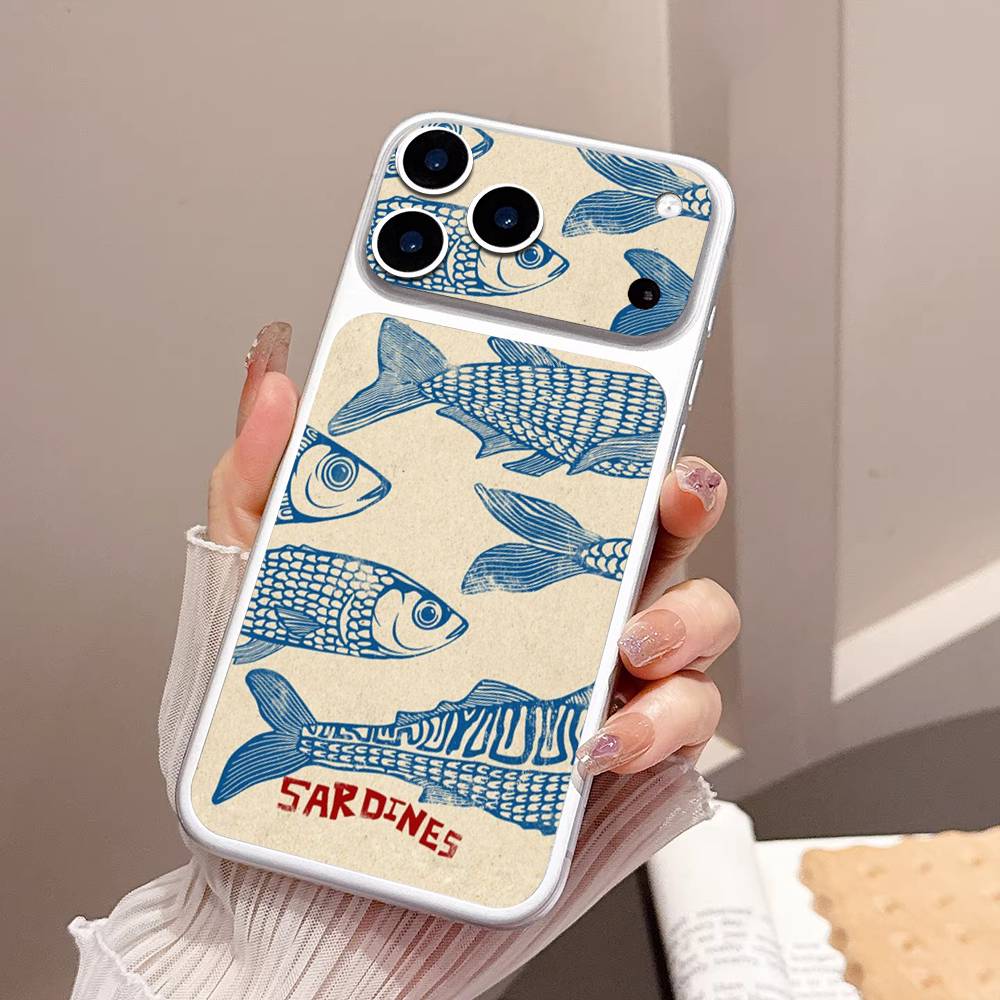 

Sardines Retro Art Seafood Wrap Sticker For IPhone17 Pro/17pro Max Phone Decal Skin Rear Protector Case Film Full Cover iPhone 17 Pro