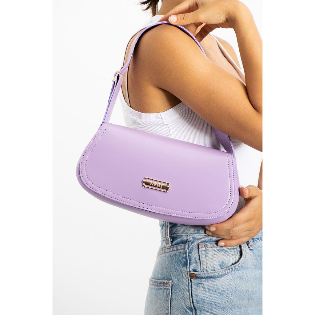 Women's Baguette Lined Snap Closure Handbag And Shoulder Bag