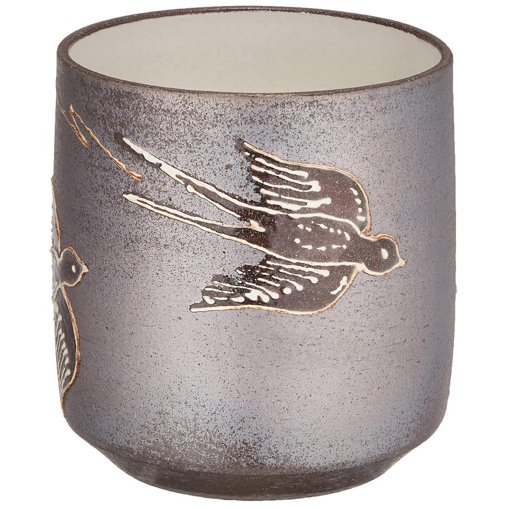 Maeken Kyo-yaki, Kiyomizu-yaki, Seiho-gama Mug, Approx. 250ml, Happiness Series, Swallow Design, Yakishime, Made In Japan