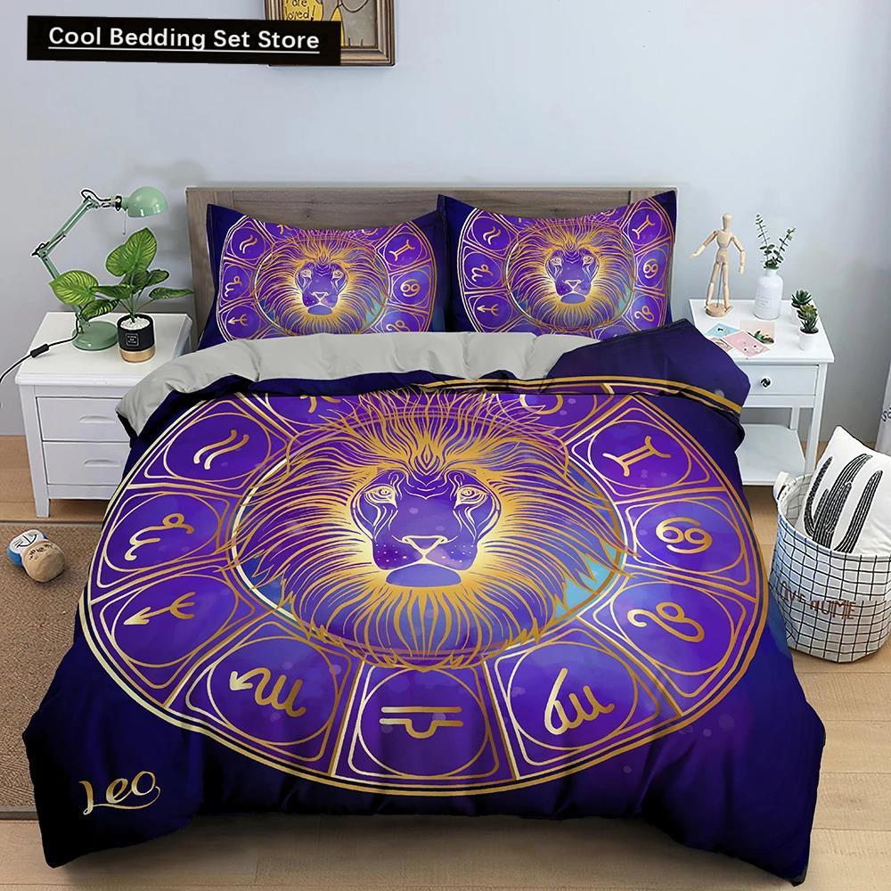 Constellation King Queen Duvet Cover Astrological Bedding Set For Kids Teens Adults Psychedelic Tarot Astrology Soft Quilt Cover