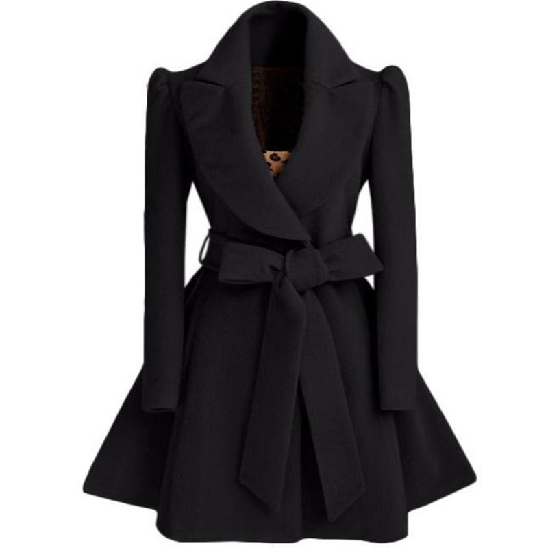 

Женское шерстяное пальто-ветровка куртка пальто осень и зима длинная ветровка пальто модное пальто S чёрный