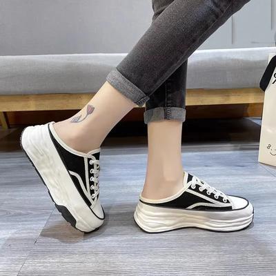Round Toe Shoes Woman's Flat Canvas Slippers Espadrilles Platform 2024 Black Spring Autumn Fashion Casual Female Sports Sneakers