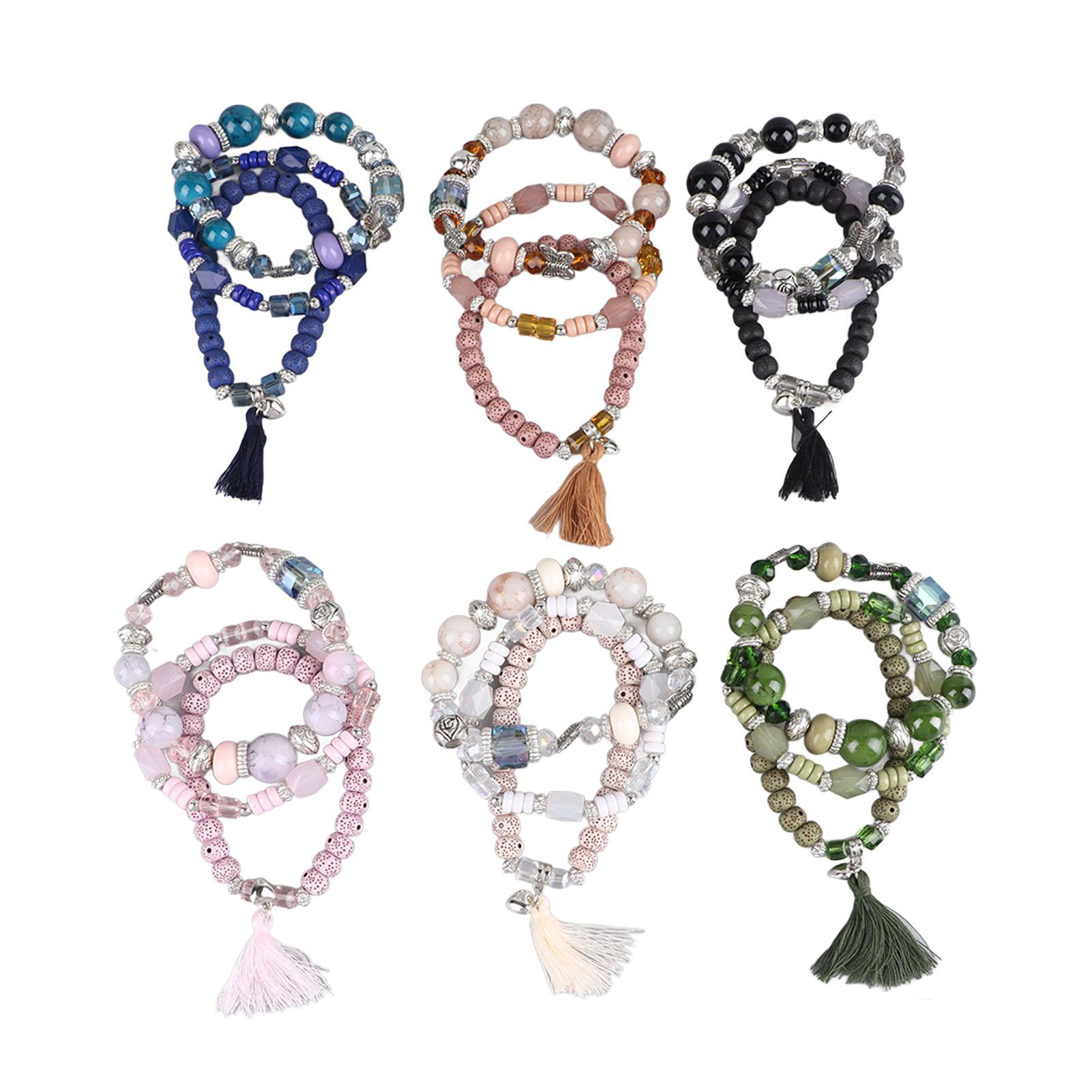 

18шт. Браслеты из бисера, эластичная веревка, кисточки, многослойные браслеты в разных стилях