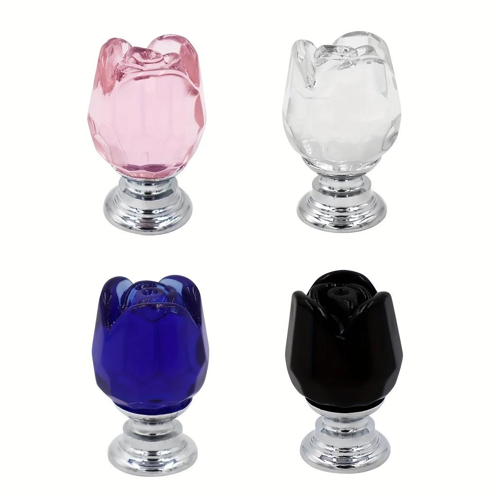 1/4Pcs Retro rose crystal drawer handle jewelry box European style natural color