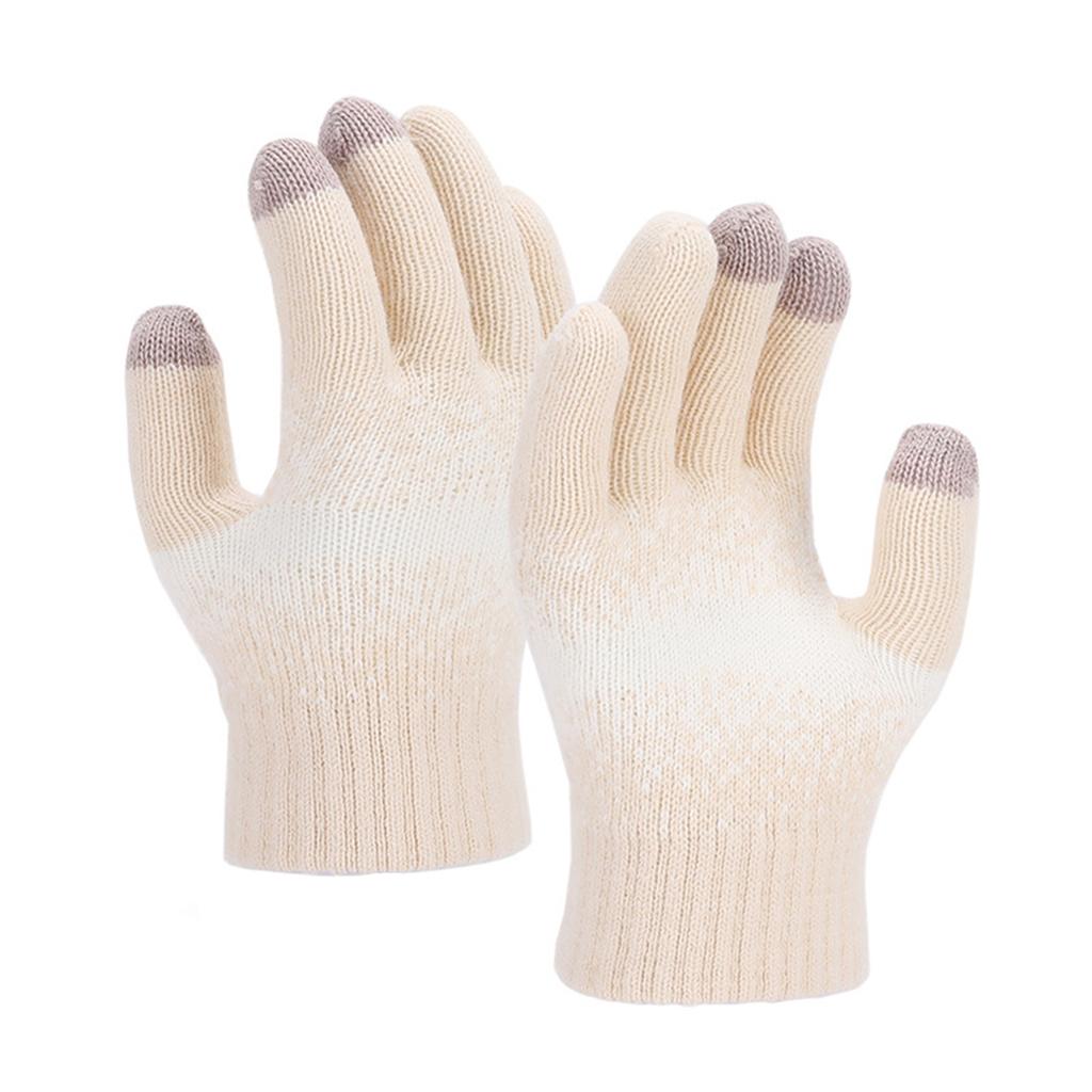 Men's And Women's Knitted Yarn Five Finger Warm Gloves With Thick Velvet Gloves