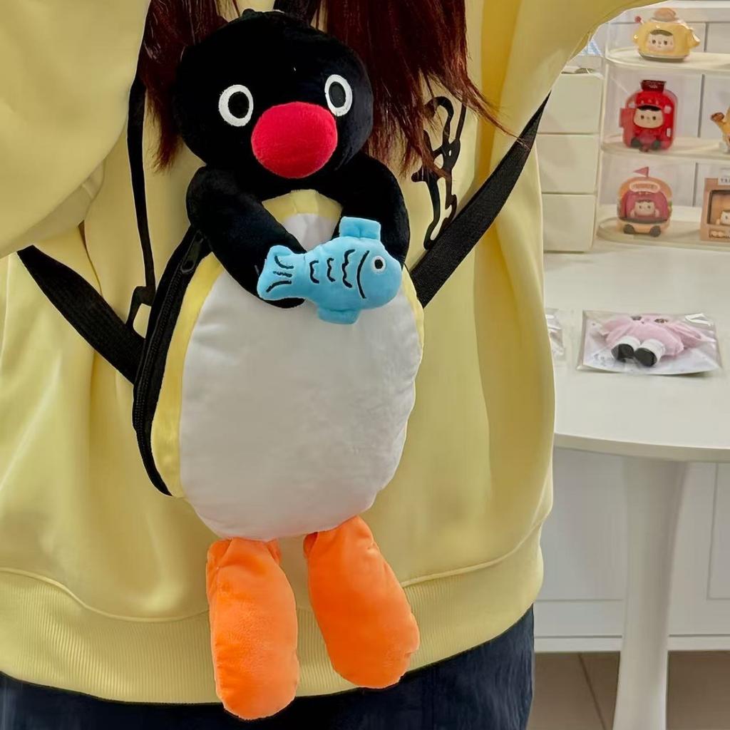 Women Funny Backpack Girl Penguin Cute Cartoon Plush Shoulder Bag