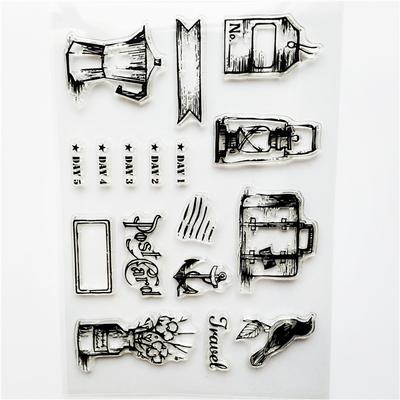 1pc Retro Stamp Transparent Silicone Seal Aircraft Tower Building Clear Stamps Office Supplies Stamps DIY Student Stationery