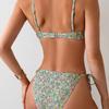 European and American split swimsuit for women, sophisticated floral floral sexy halter tie swimsuit, beach bikini