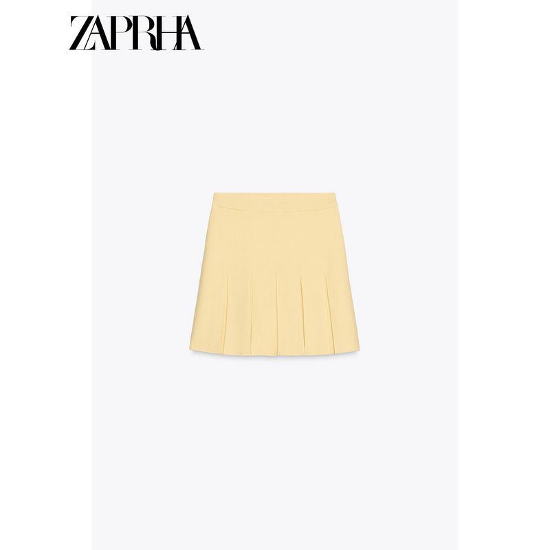 Zaprha 2025 Summer New Fashion Wide Pleat Simple and Versatile Casual Knitted Mini Skirt 5755040