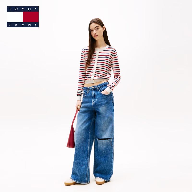 TOMMY JEANS Women's Cotton Striped Slim Fit Cardigan