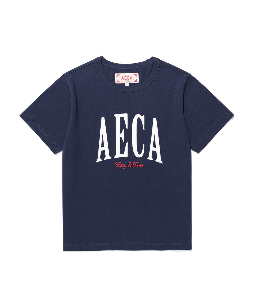AECA (Woman) Aeca Symbol Felt Half Sleeve Tee-Navy