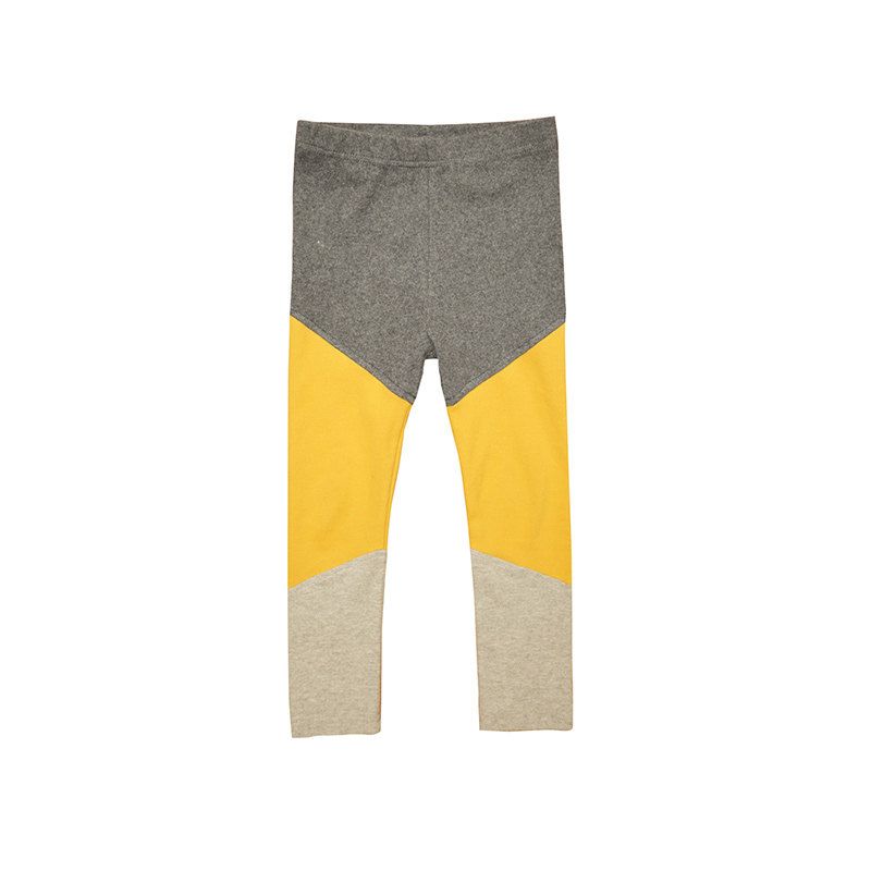 Girls Pants with Three-Color Stitching Grayish Yellow 160cm