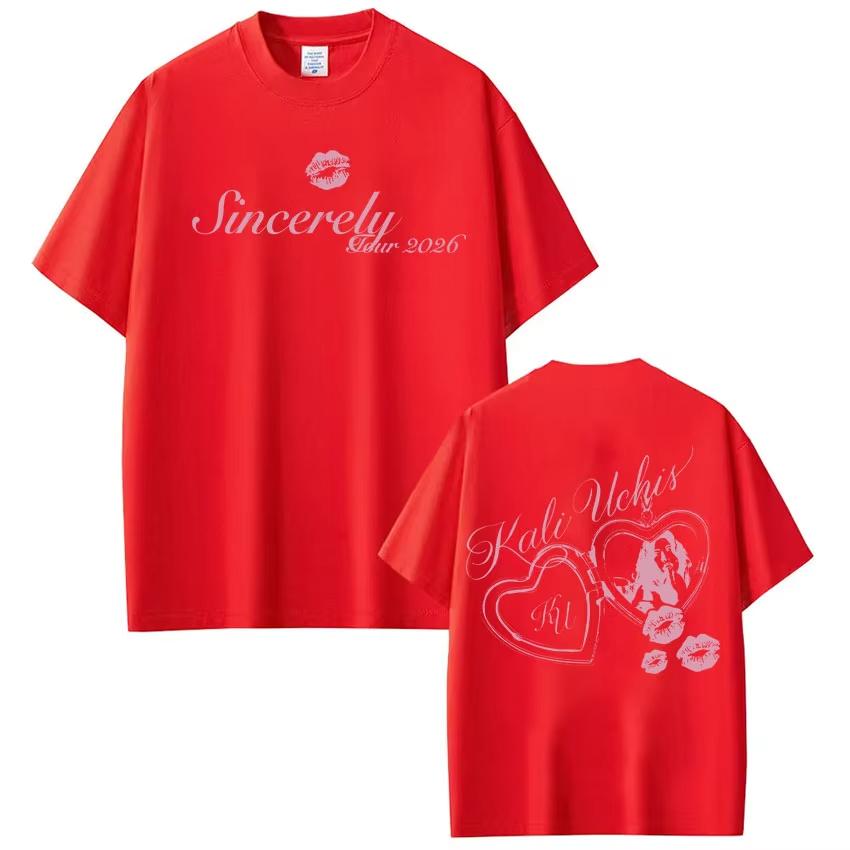 KALI UCHIS Sincerely Tour 2026 Print Tshirt Men Women Fashion Pure Cotton Tshirts Summer Harajuku Casual TShirts Streetwear