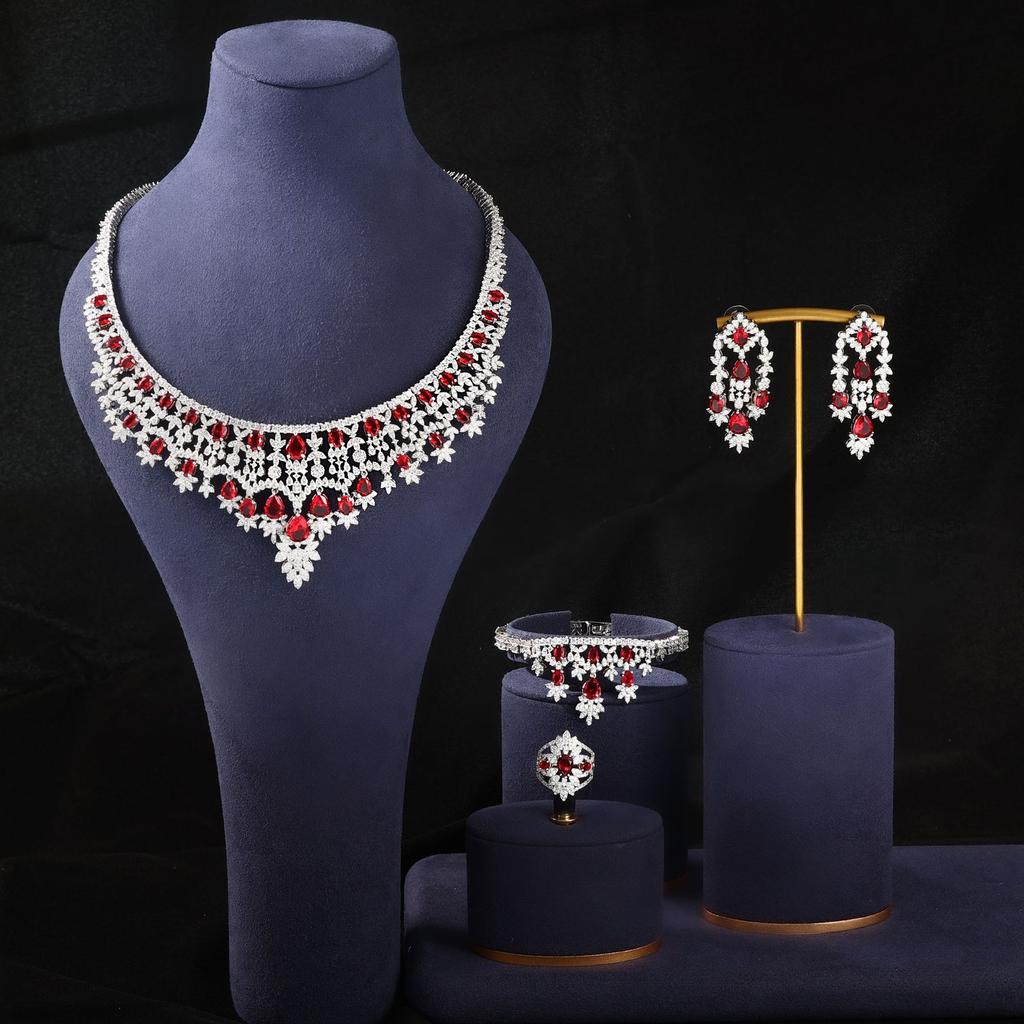 Arabian Bridal Chain Elegant Luxury Red Sapphire Set with Heavy Industry Jewelry Ladies Jewelry