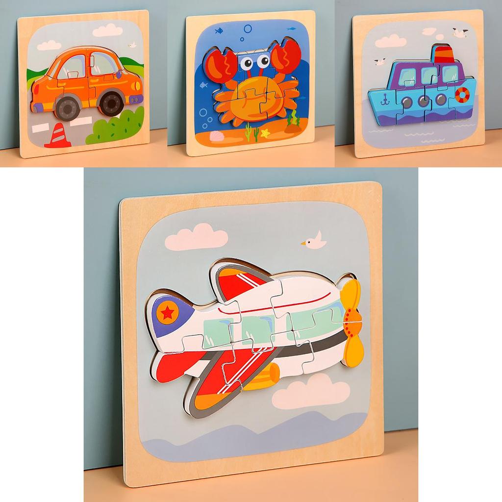 Wooden Toddler 3d Puzzle With Animal Matching And Interlocking Blocks For Early Education