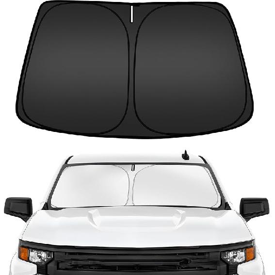 ARISMOTOR Windshield Sun Shade For GMC Sierra 1500 2500 3500 (SLT AT4 Denali) -2025 2026,  Fit Foldable Front Window Sunshade Sun Visor Protector,