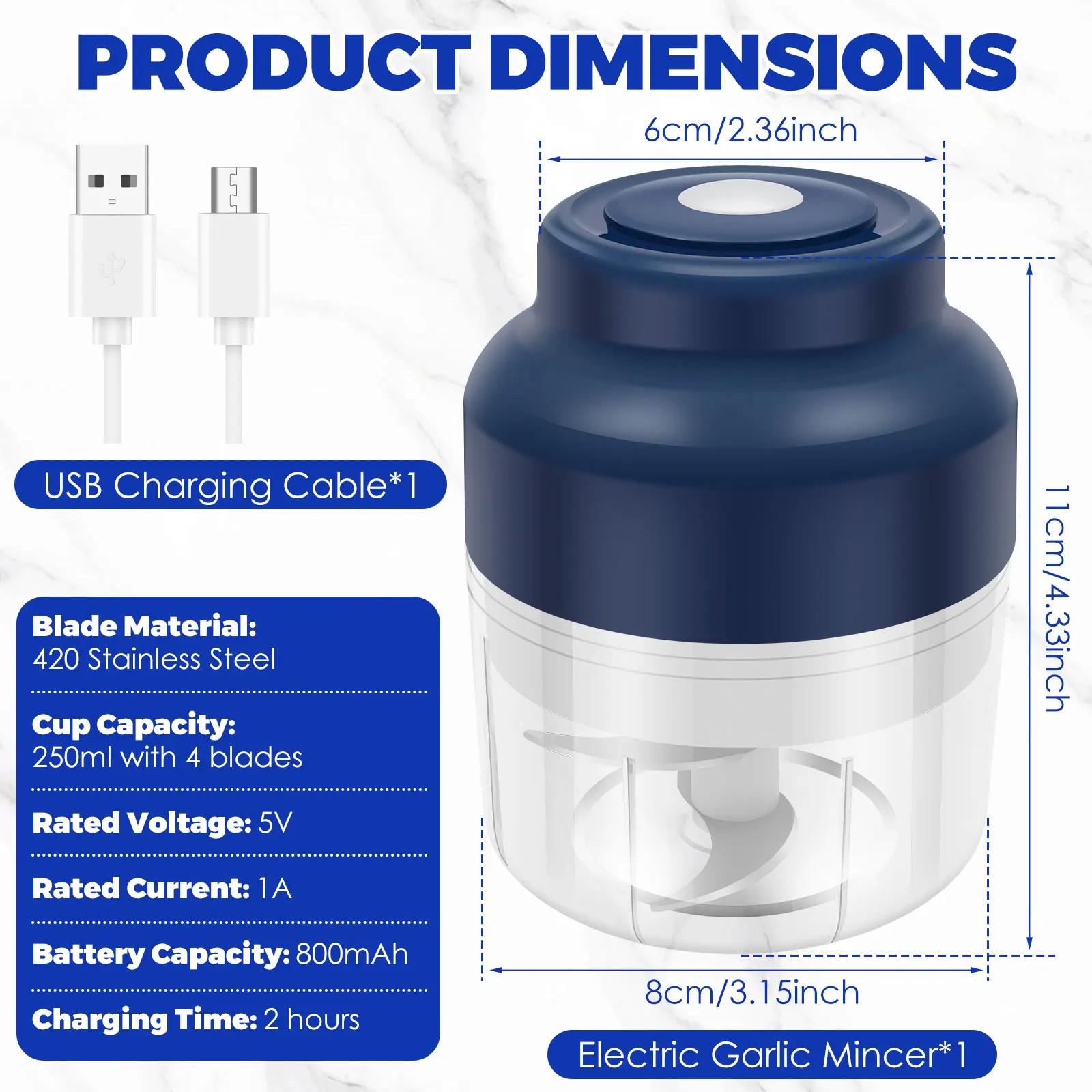 

Electric Garlic Chopper Portable Veggie Chopper Garlic Grinder Masher Cordless Food Processor for for Ginger, Chili, Fruit, Meat