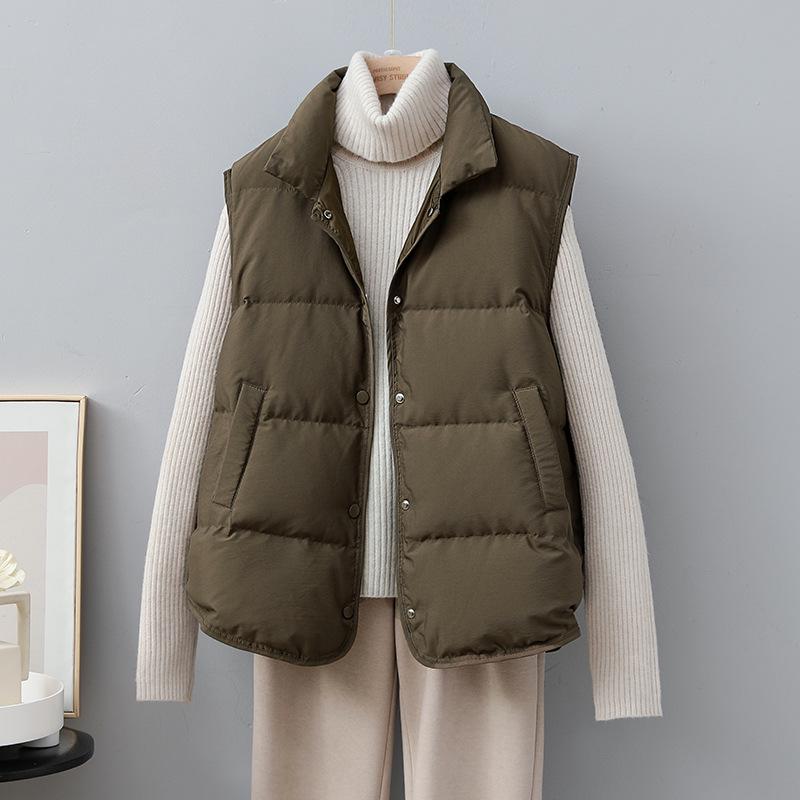 2024 Korean Style Women's Lightweight White Duck Down Vest, Winter Loose Fit, Trendy Plus Size Outerwear.
