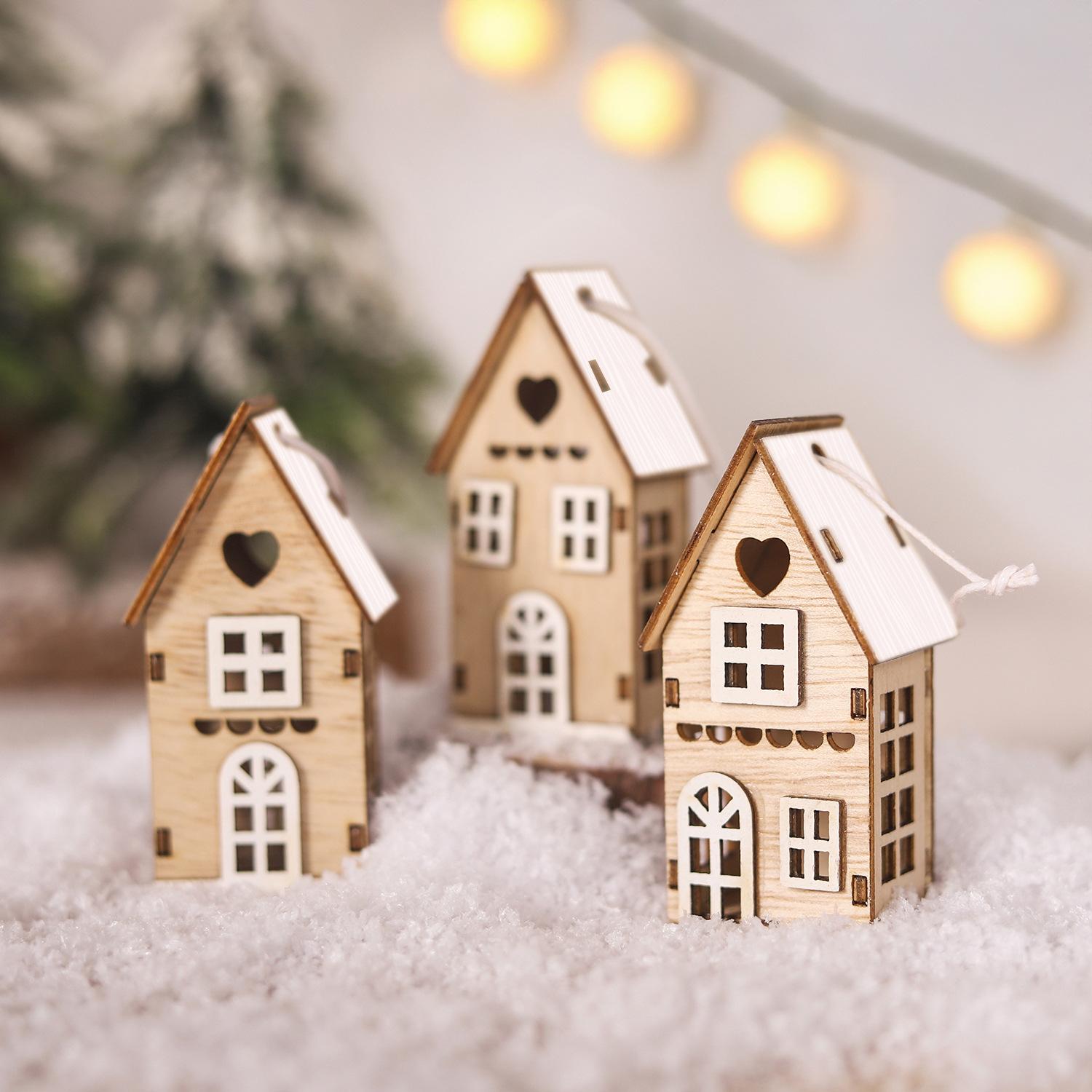 New Christmas Wooden House Ornament Pendant Creative Small Hanging Decoration Festive Cozy Holiday Gift Accent