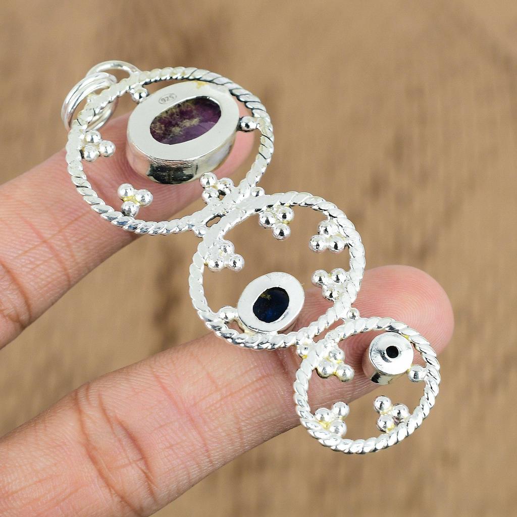 Easter Deal 925 Sterling Silver African Amethyst Stone Tanzanite Quartz Pendant