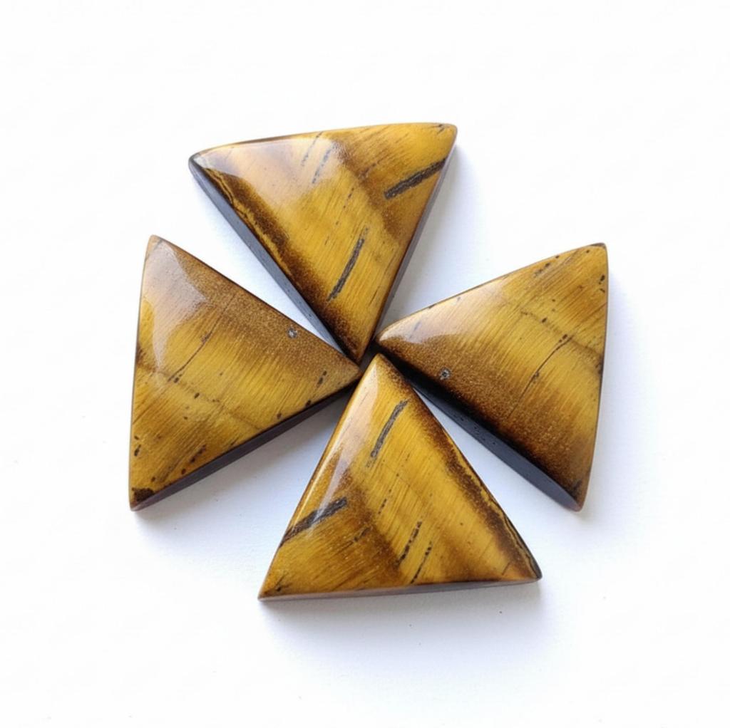 Smooth Golden-Brown Tiger Eye Cabochon, Triangle Cut for Jewelry Making