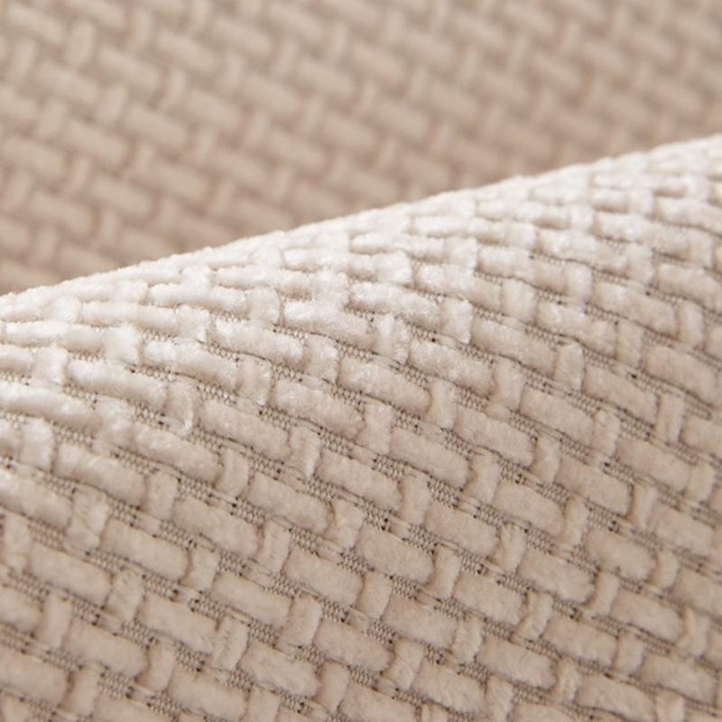 1PC Solid Color Textured Woven Chenille Anti-Slip Wide Edge All-Season Sofa Cover, for Living Room Weaving Style Couch Decor