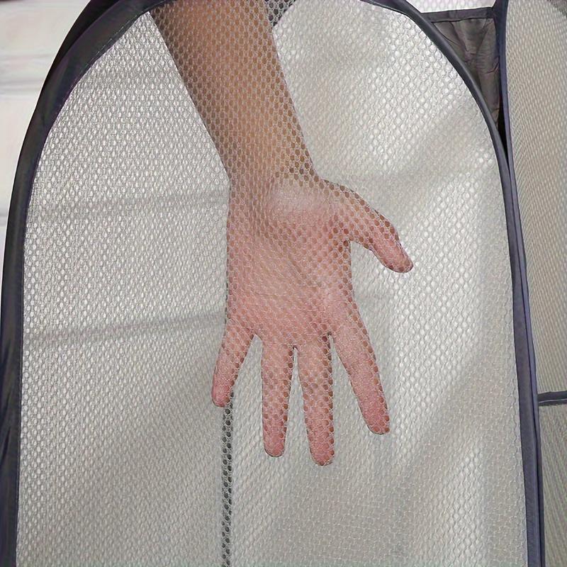 1pc Collapsible Mesh Laundry Hamper with Durable Handles & Side Pockets - Portable Expandable Clothes Basket for Dorm, Bathroom, Travel