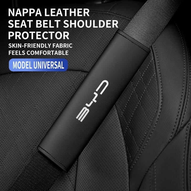 Car Styling Seat Belt Cover Leather Seatbelt Shoulder Strap Protector Pads For BYD F3 E6 Yuan Plus Atto F0 G3 car Accessories