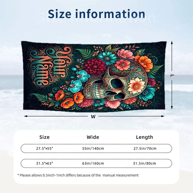 Decorative Artwork Theme Beach Towel Personalized Custom Name & Text Soft Quick Dry Beach Towel for Swimming Travel