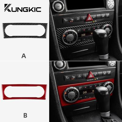 Pegatina de Recorte de Fibra de Carbono Suave Real para Panel de Control Central de Coche para Mercedes Benz SLK R171 2004 2005 2006 2007 2008 2009 2010