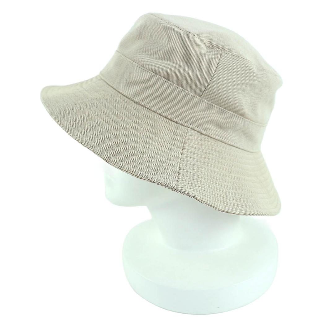 Great HERMES Hat Leather Bucket Hat Beige Cotton Women 56 Used