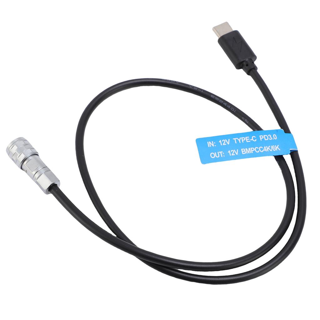 USB C PD Power Cable Fit for BMPCC 4K 6K Cameras Type C Power Straight Cable with Indicator Light 19.7in