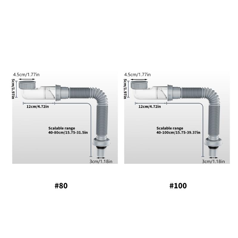 Kitchen Sink Drain Pipe With Anti Odor Side Outlet Interchangeable Waste Water Pipe for Kitchen Sink, Washing Machine