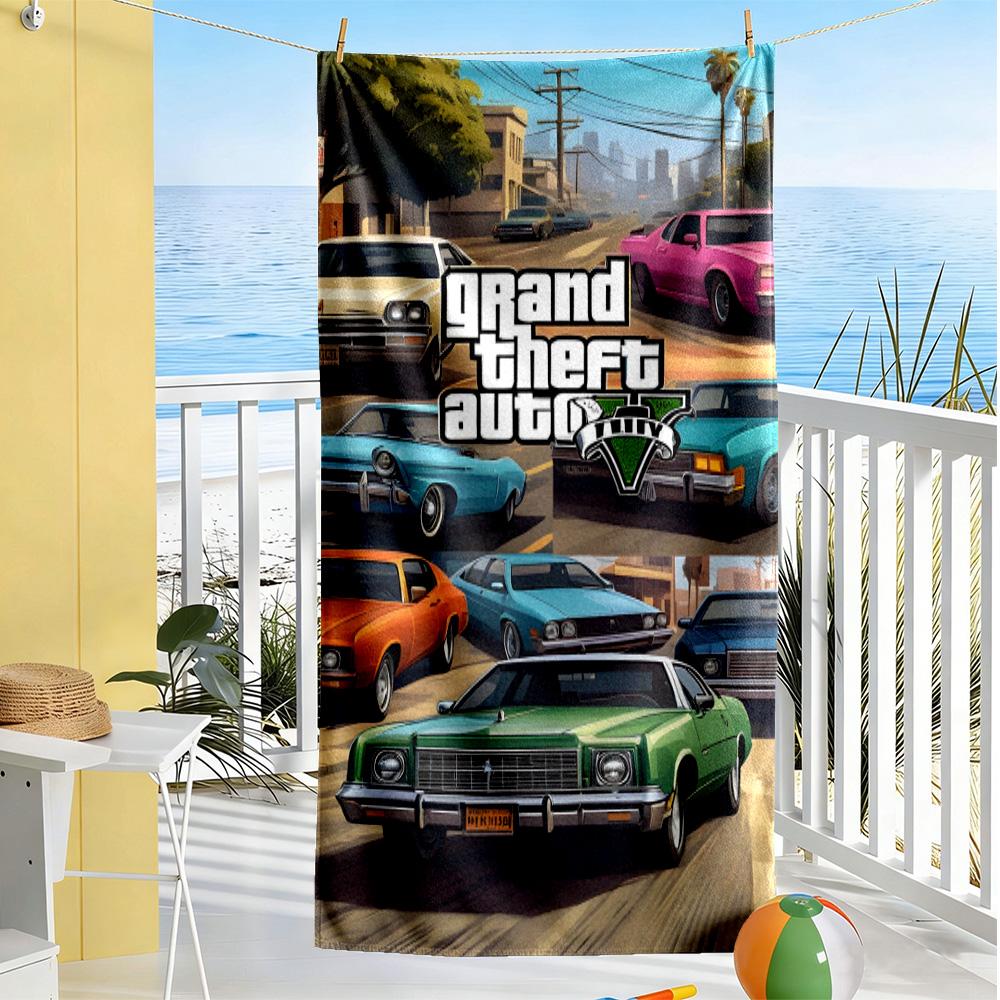 Grand Theft Auto Beach Towel High Absorbency Quick-Dry Comfortable Lightweight Perfect for Traveling Yoga Camping and Swimming