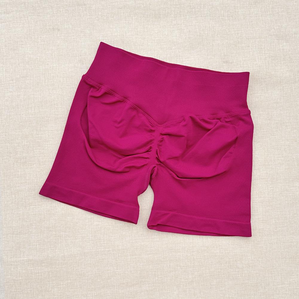 DFYNE Candy Color Raffung Nahtlose Yoga-Shorts - Dreiteiliger Bund, Enge Passform