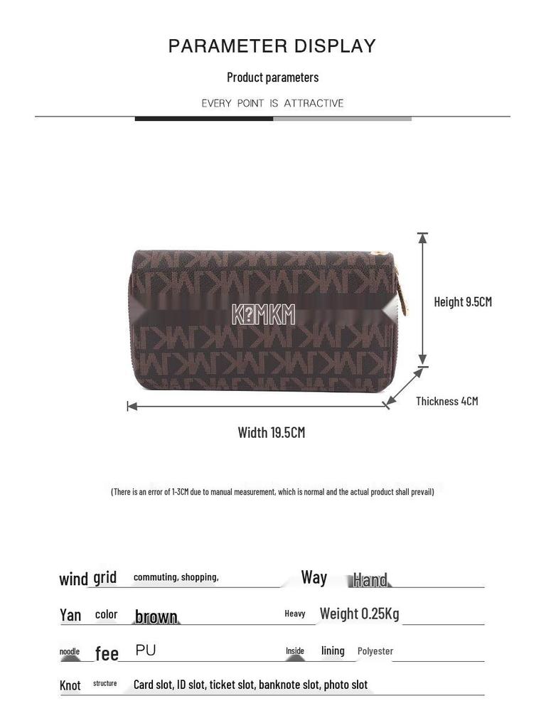 Portfel damski w stylu koreańskim, wzór 2025, kopertówka z podwójnym zamkiem błyskawicznym z nadrukiem, dwuwarstwowa, duża pojemność, torba na telefon