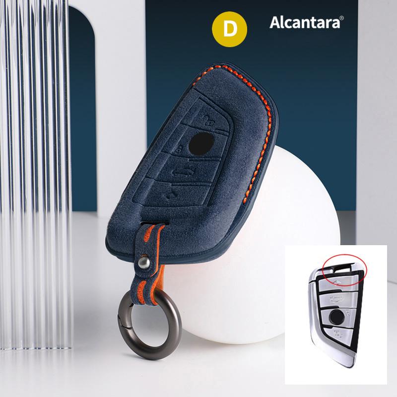 Alcantara Car Key Case Cover For Bmw X1 X5 X6 1 2 3 5 7 Series F15 F16 F20 F22 F30 F32 G30 Keychain Accessories