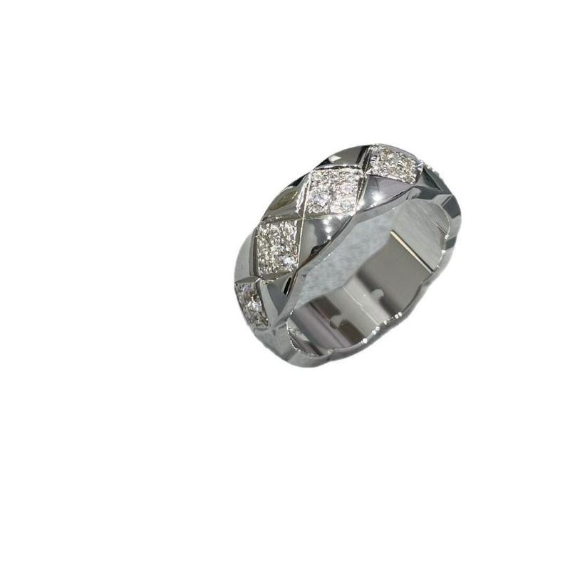 Bague COCO Losange Version Haute CNC Nouveau Classique Version Large Losange Incrusté Main Diamant Carré Bague Polyvalente