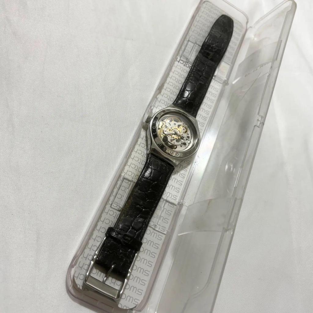 Used [Free Shipping] Swatch/Swatch/Irony Automatic/Irony/Skeleton/Silver X Black/Automatic watch/Working item/Working item/Used Item