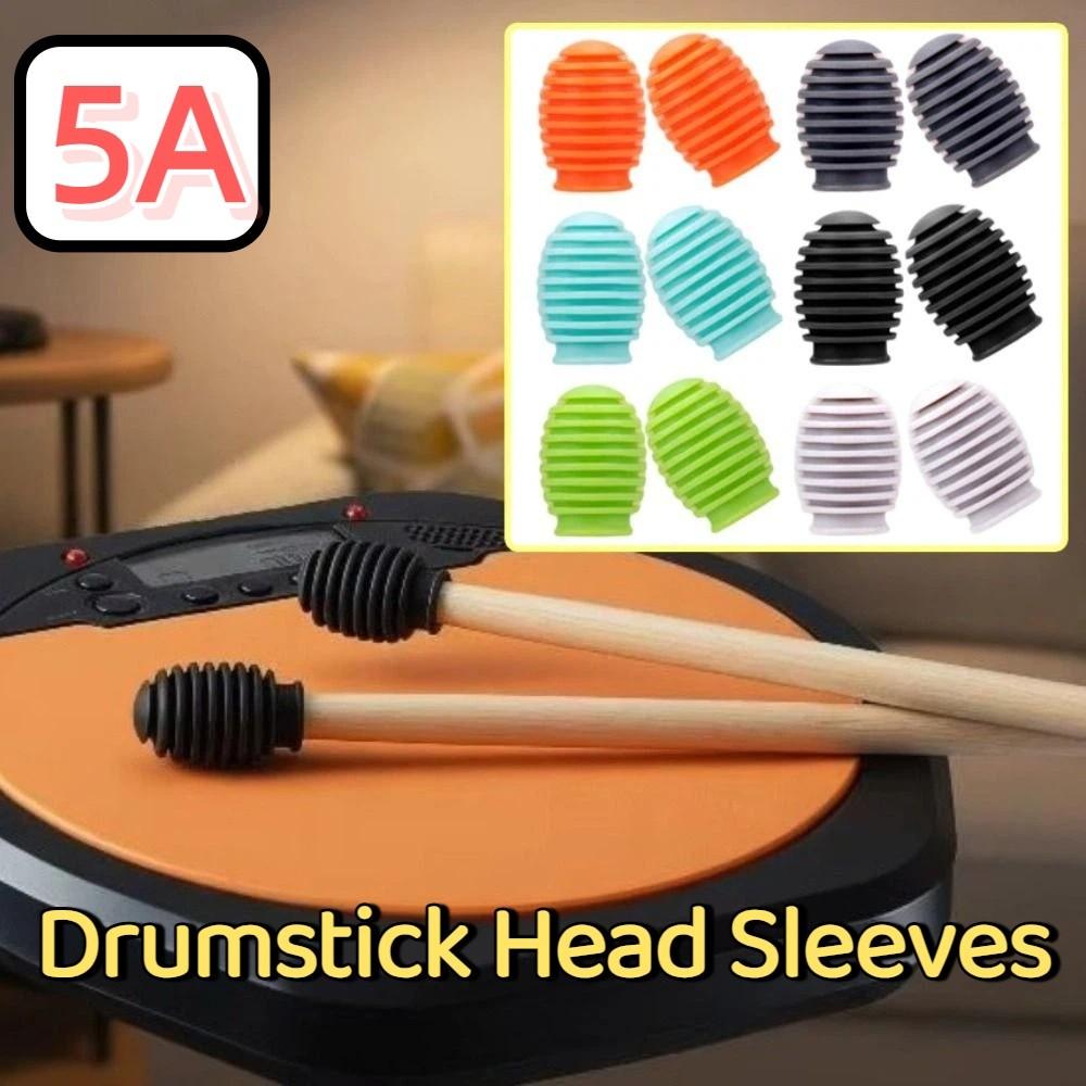 2Pcs Weakened Sound Drum Mute Silicone Drumstick Head Protective Cover Percussion Instrument