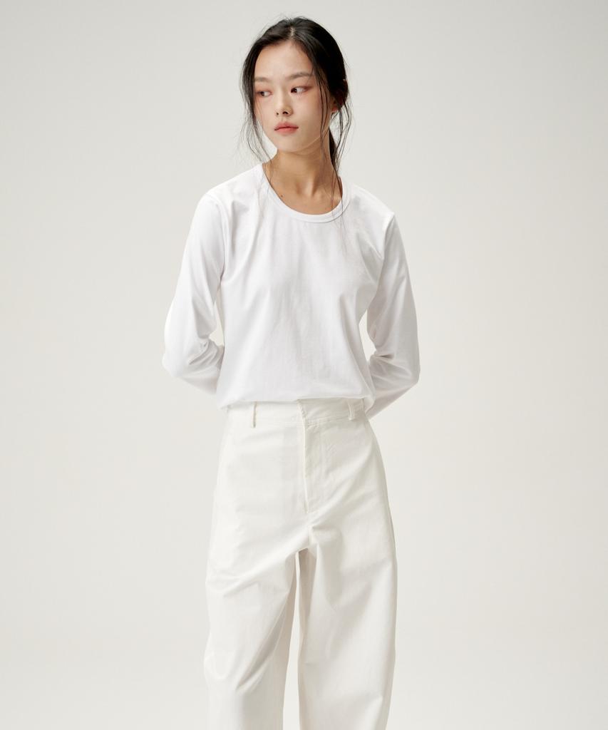 Linte Autumn Sleeve Basic T-Shirt White